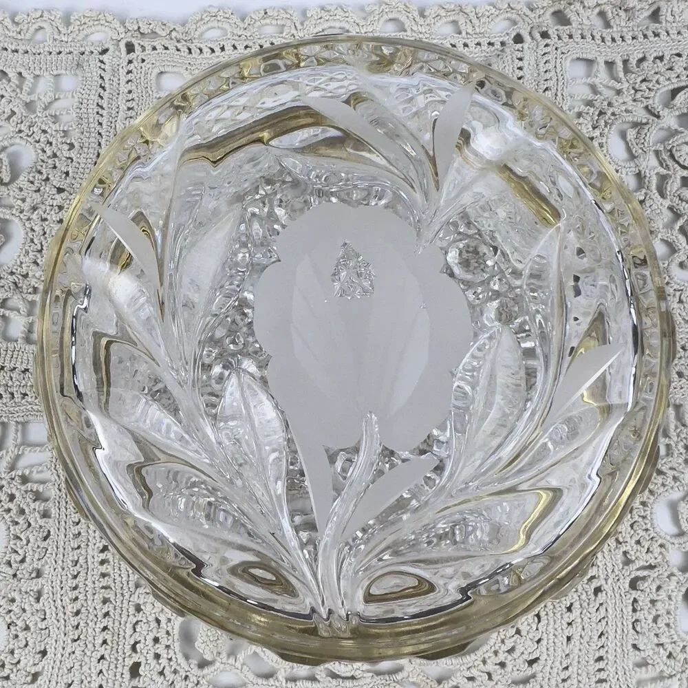 Vtg French Cut & Formed Glass‎ Baccarat Style Jewelry Casket Trinket Box 4.75” - Picture 5 of 14